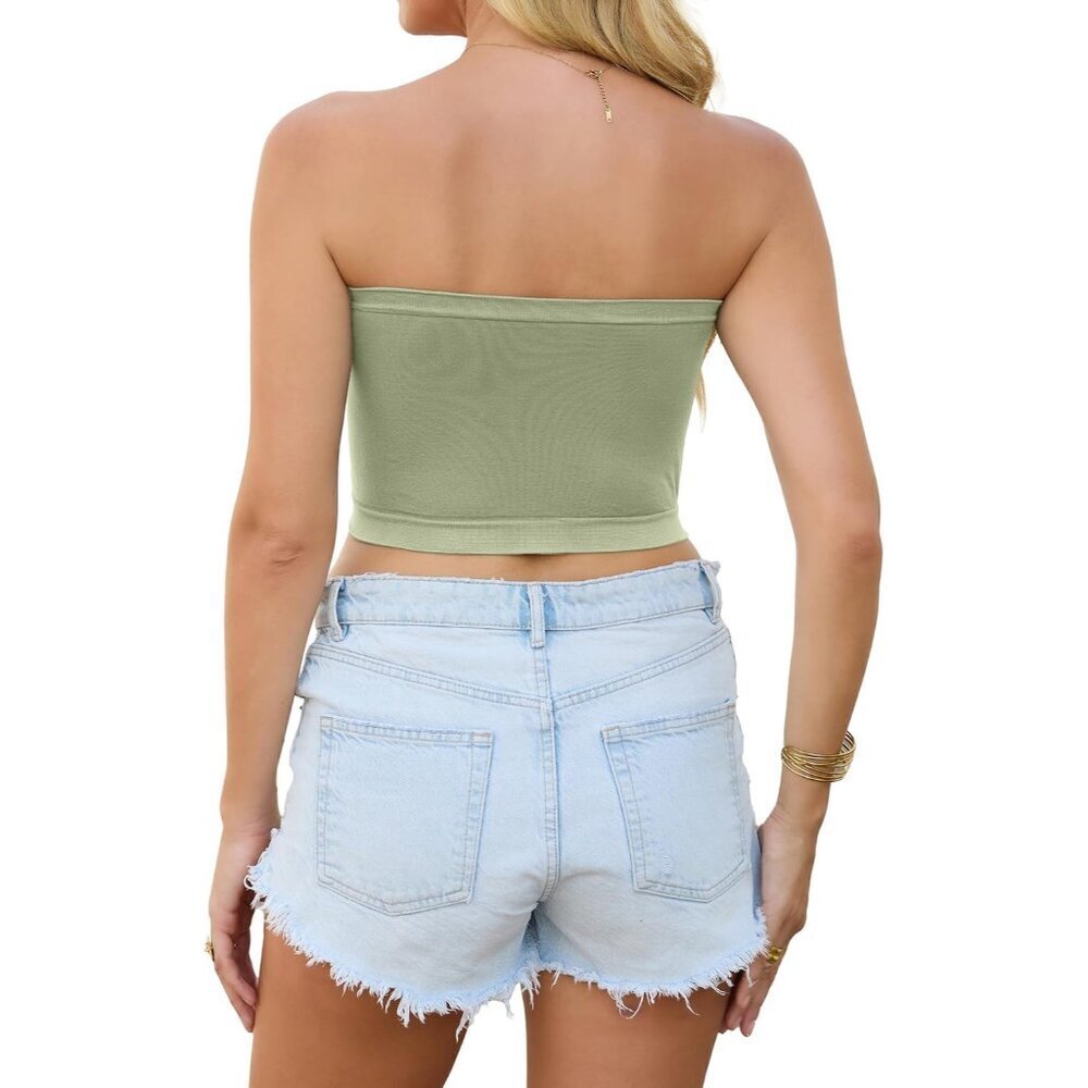4 Pack Women Tube Tops Strapless Crop Casual Swimwear Basic Summer - Picture 5 of 7